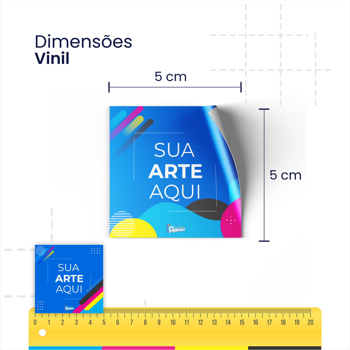 5x5cm - Adesivo Personalizado em Vinil – Redondo ou Quadrado