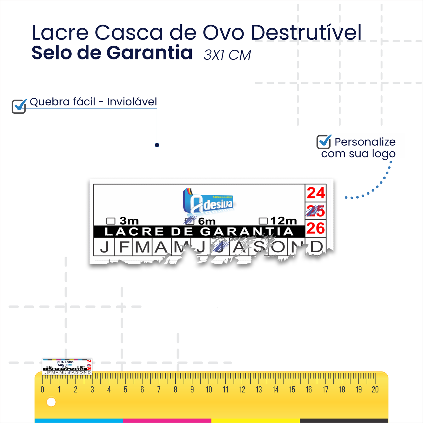 3X1 cm - Lacre de Garantia - Casca de Ovo Destrutivo