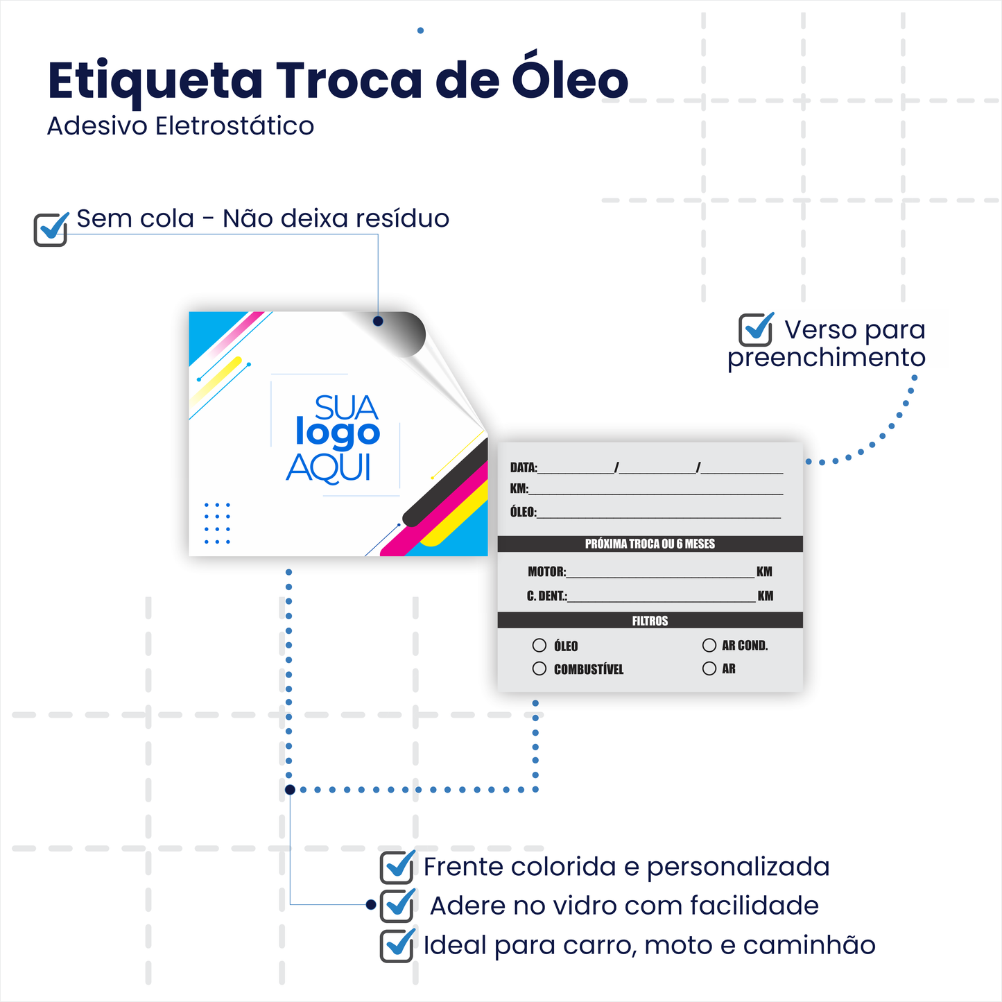 5,5X4,5 cm - Etiqueta de Troca de Óleo Personalizada