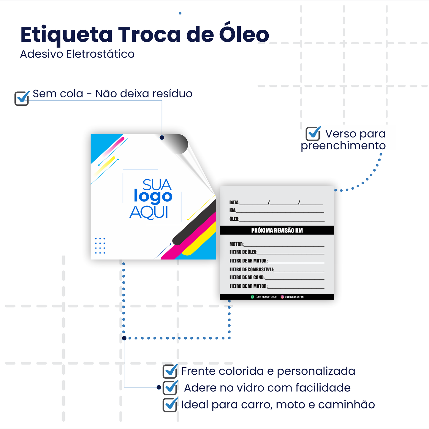 6X6 cm - Etiqueta de Troca de Óleo Personalizada - Modelo 2