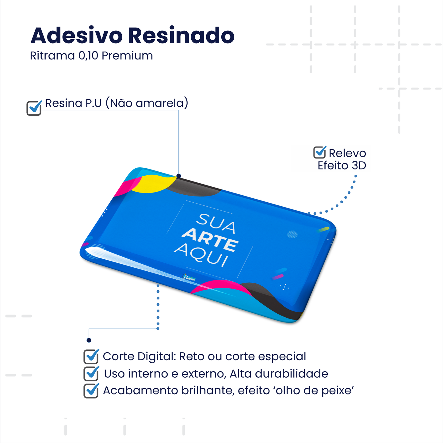 Adesivo Resinado Personalizado - Resina PU - 6X3 cm