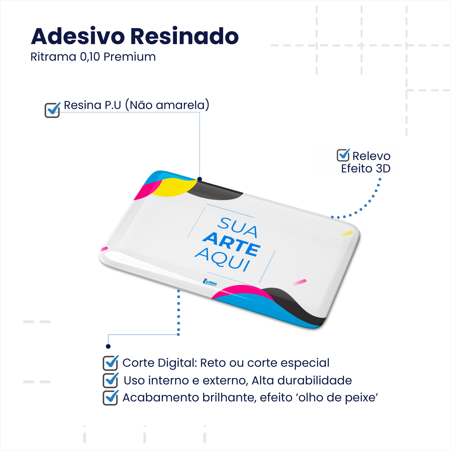 5X2,5 cm - Adesivo Resinado Personalizado - Resina PU