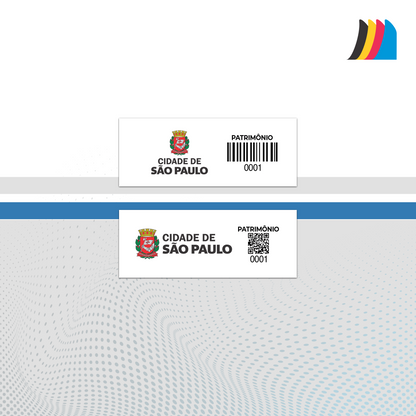 50X20 mm - Etiqueta de Patrimônio Ativo Fixo em Policarbonato Cristal 0.18 mm