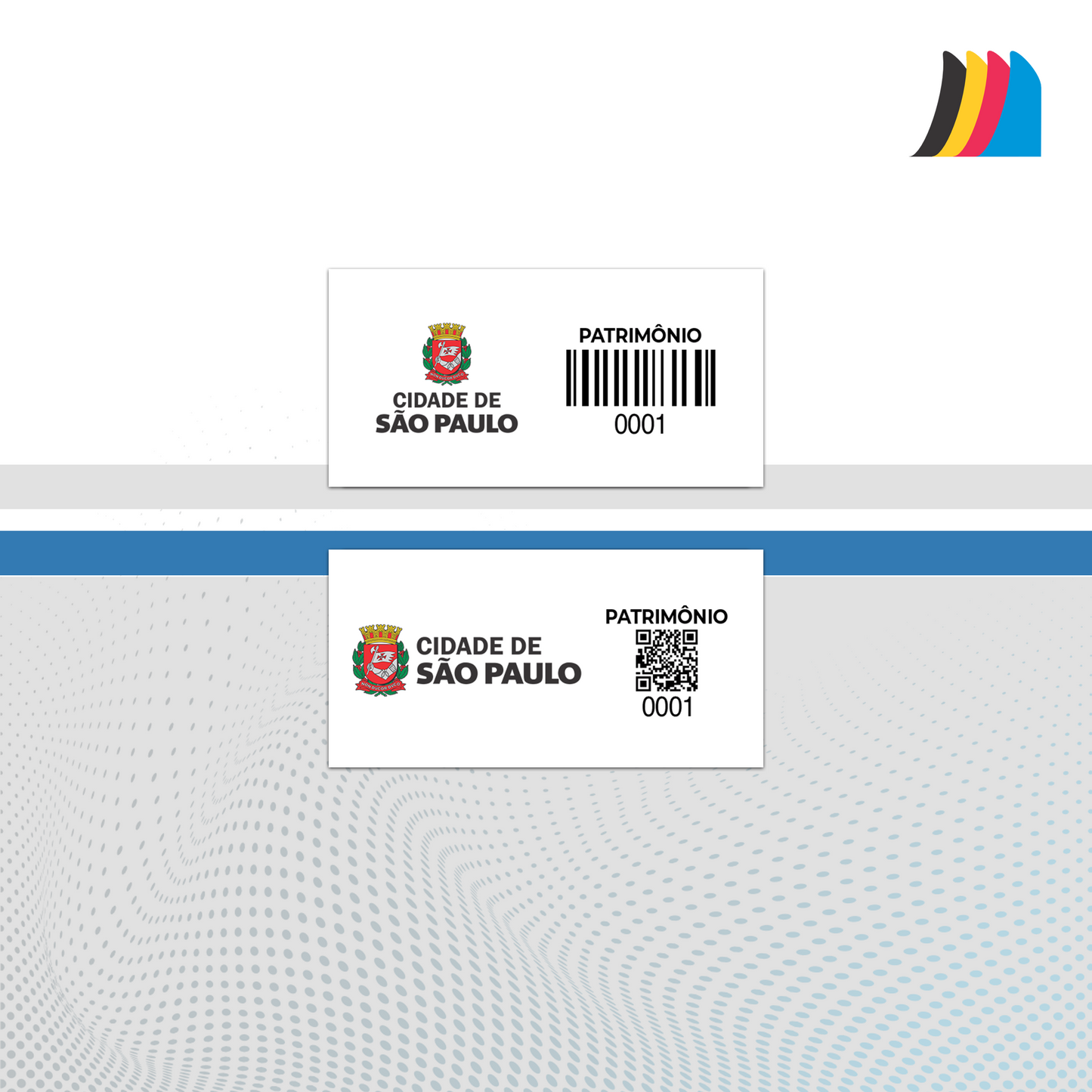 40X20 mm - Etiqueta de Patrimônio Ativo Fixo em Policarbonato Cristal 0.18 mm