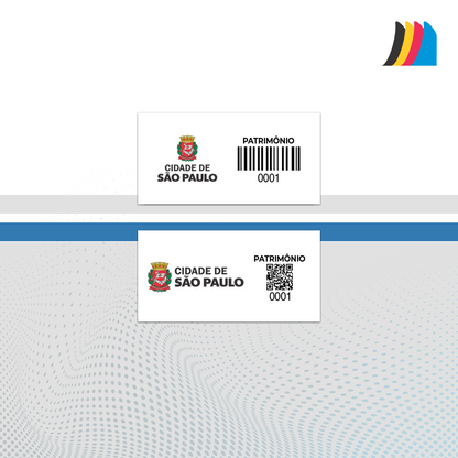 40X20 mm - Etiqueta de Patrimônio Ativo Fixo em Policarbonato Cristal 0.18 mm