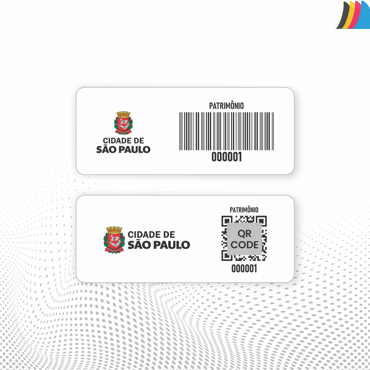 50X20 mm - Etiqueta de Patrimônio Ativo Fixo em Poliéster Branco