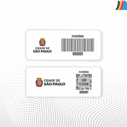 50X20 mm - Etiqueta de Patrimônio Ativo Fixo em Poliéster Branco