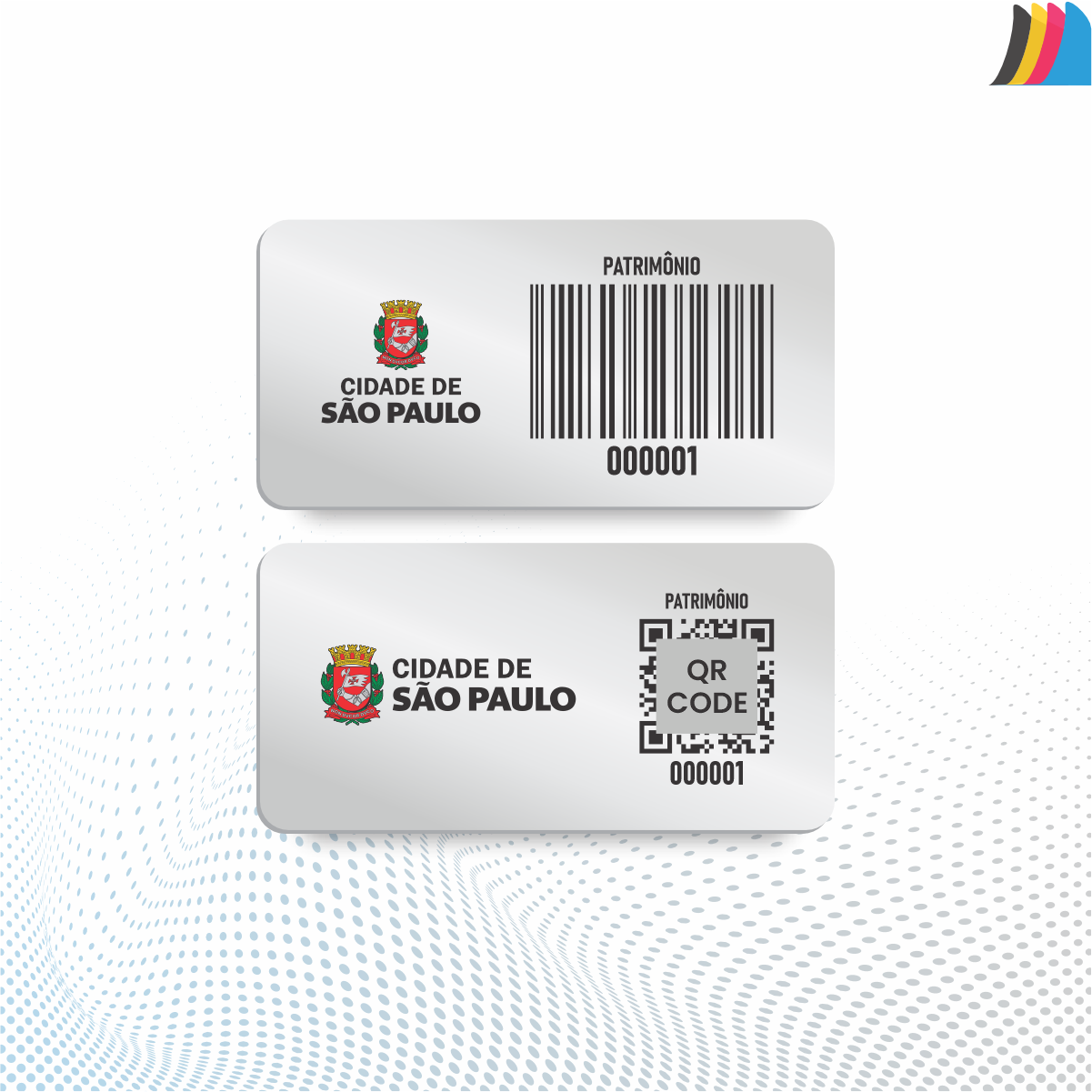 40X20 mm - Placa de Patrimônio Ativo Fixo em Alumínio Anodizado 0,3 mm