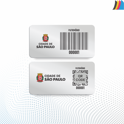 40X20 mm - Placa de Patrimônio Ativo Fixo em Alumínio Anodizado 0,3 mm