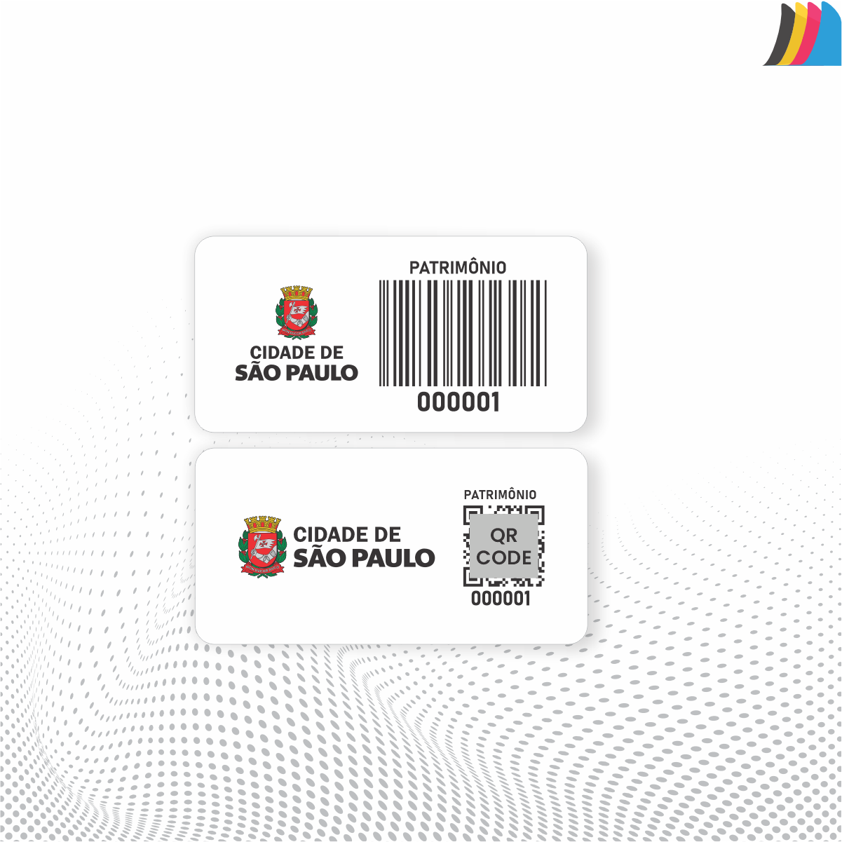 30X15 mm - Etiqueta de Patrimônio Ativo Fixo em Poliéster Branco