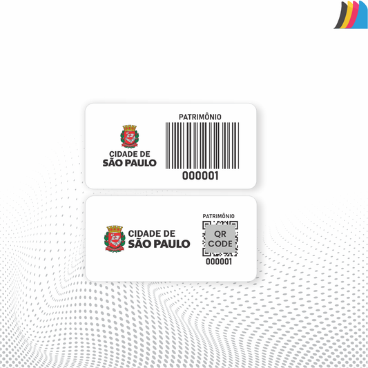 30X15 mm - Etiqueta de Patrimônio Ativo Fixo em Poliéster Branco