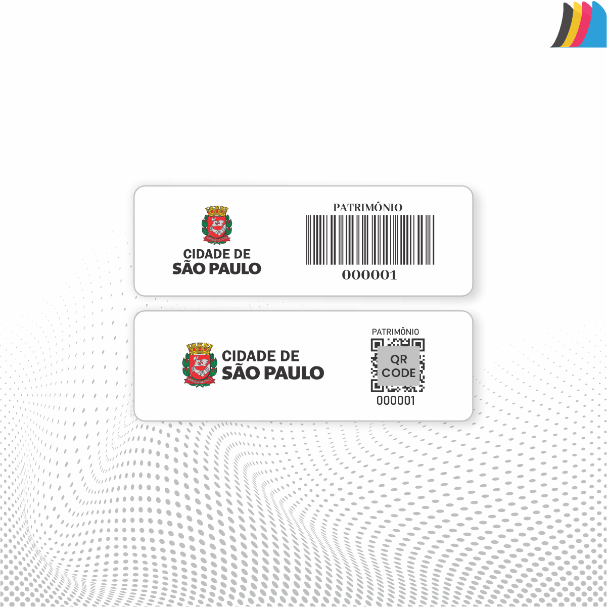 40X13 mm - Etiqueta de Patrimônio Ativo Fixo em Poliéster Branco