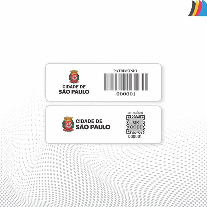40X13 mm - Etiqueta de Patrimônio Ativo Fixo em Poliéster Branco
