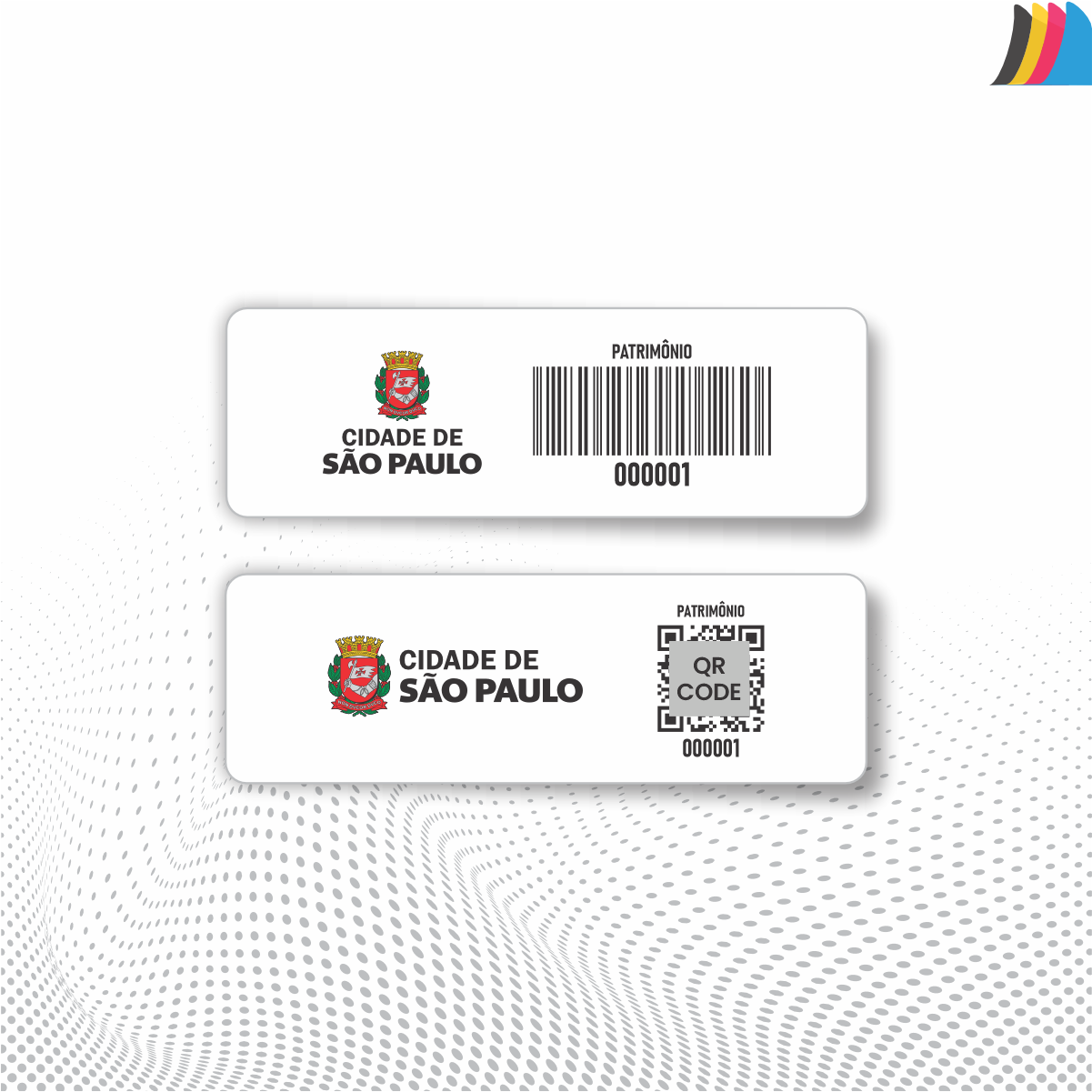 46X15 mm - Etiqueta de Patrimônio Ativo Fixo em Poliéster Branco