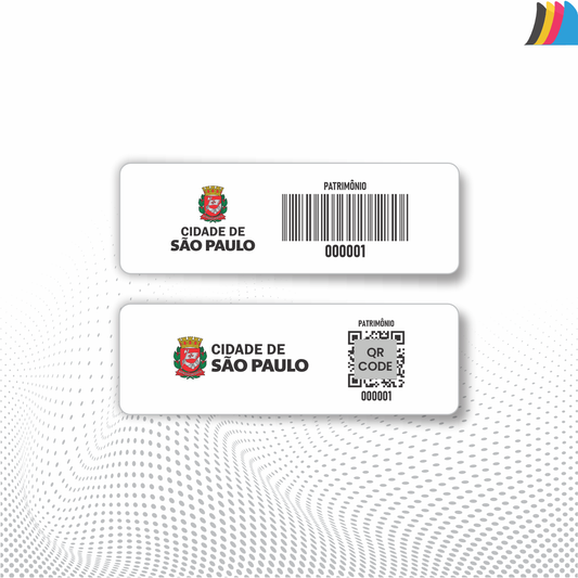 46X15 mm - Etiqueta de Patrimônio Ativo Fixo em Poliéster Branco