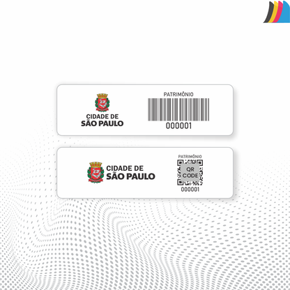 45X13 mm - Etiqueta de Patrimônio Ativo Fixo em Poliéster Branco