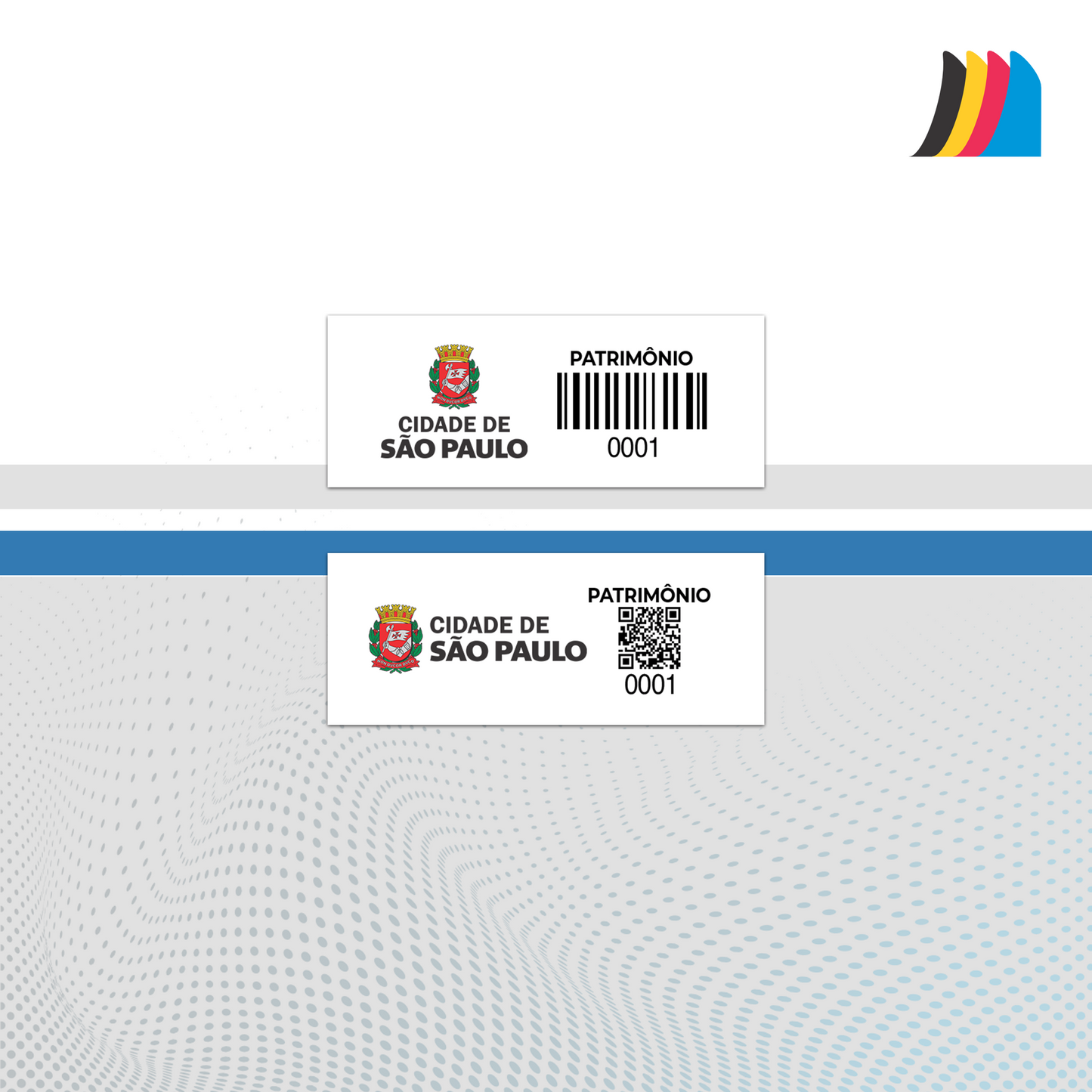 46X18 mm - Etiqueta de Patrimônio Ativo Fixo em Policarbonato Cristal 0.18 mm