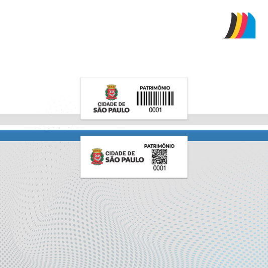 46X18 mm - Etiqueta de Patrimônio Ativo Fixo em Policarbonato Cristal 0.18 mm