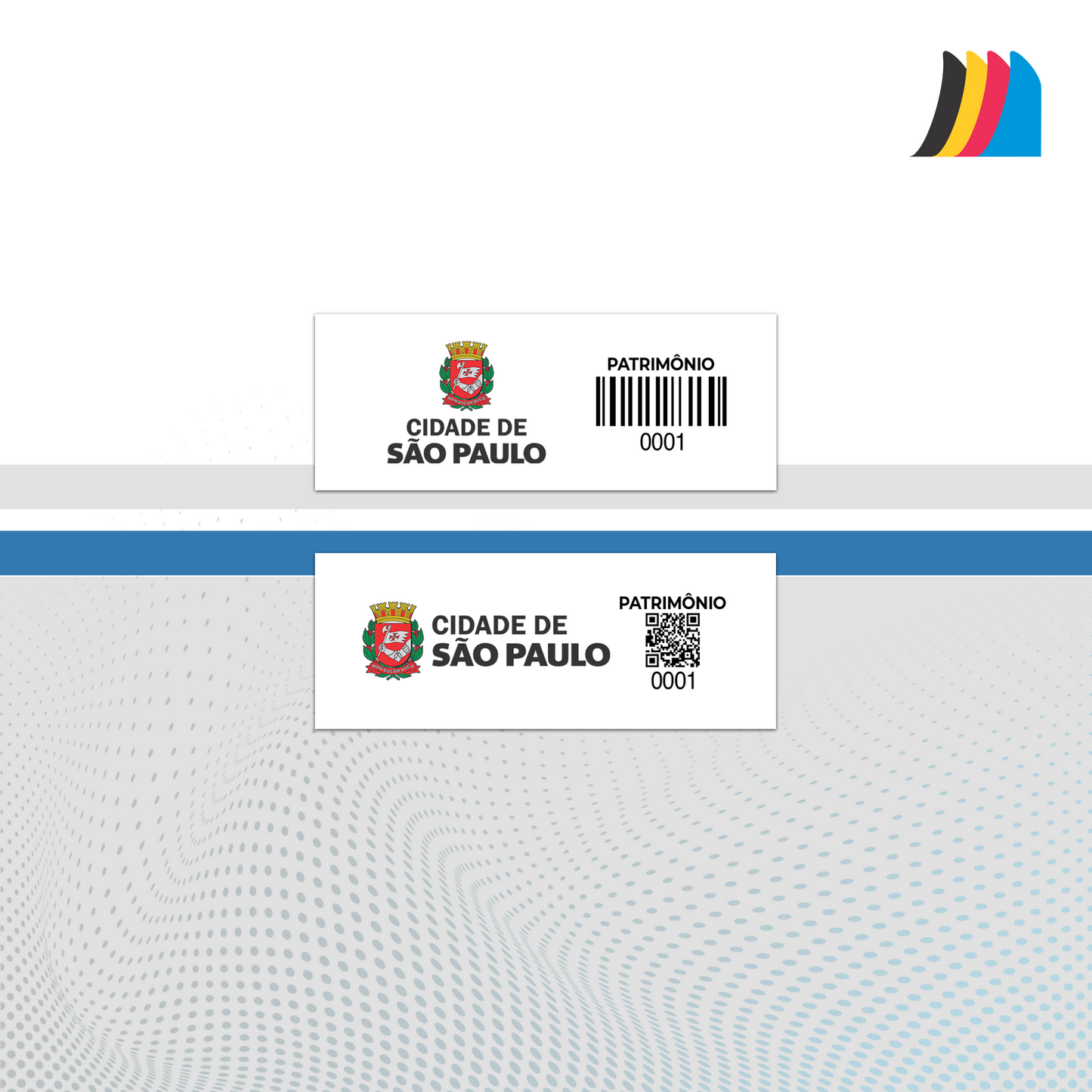 45X15 mm - Etiqueta de Patrimônio Ativo Fixo em Policarbonato Cristal 0.18 mm