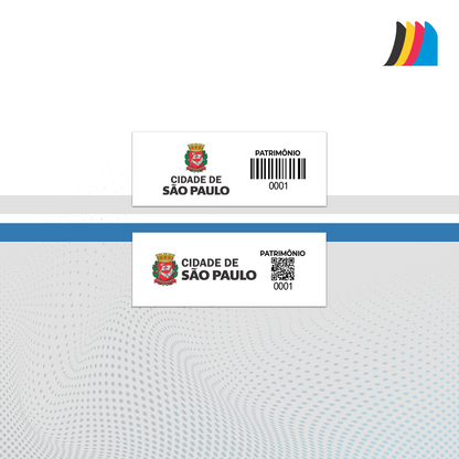 45X15 mm - Etiqueta de Patrimônio Ativo Fixo em Policarbonato Cristal 0.18 mm
