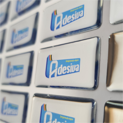 4X2 cm - Adesivo Resinado Prata Personalizado - Resina PU