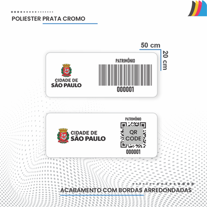 50X20 mm - Etiqueta de Patrimônio Ativo Fixo em Poliéster Branco