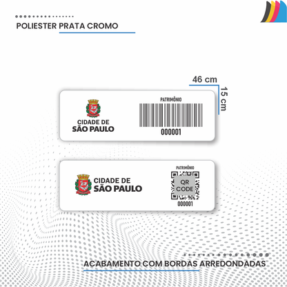 46X15 mm - Etiqueta de Patrimônio Ativo Fixo em Poliéster Branco