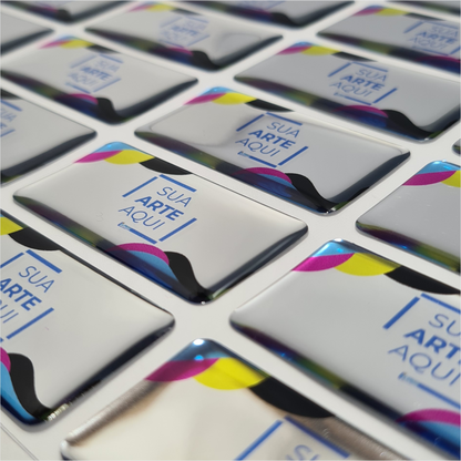 5X2,5 cm - Adesivo Resinado Prata Personalizado - Resina PU