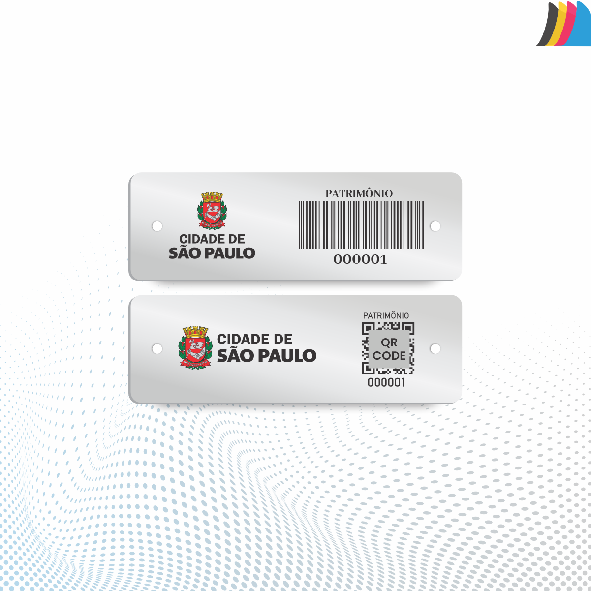 Placa de Patrimônio Ativo Fixo em Alumínio Anodizado - 40X15mm