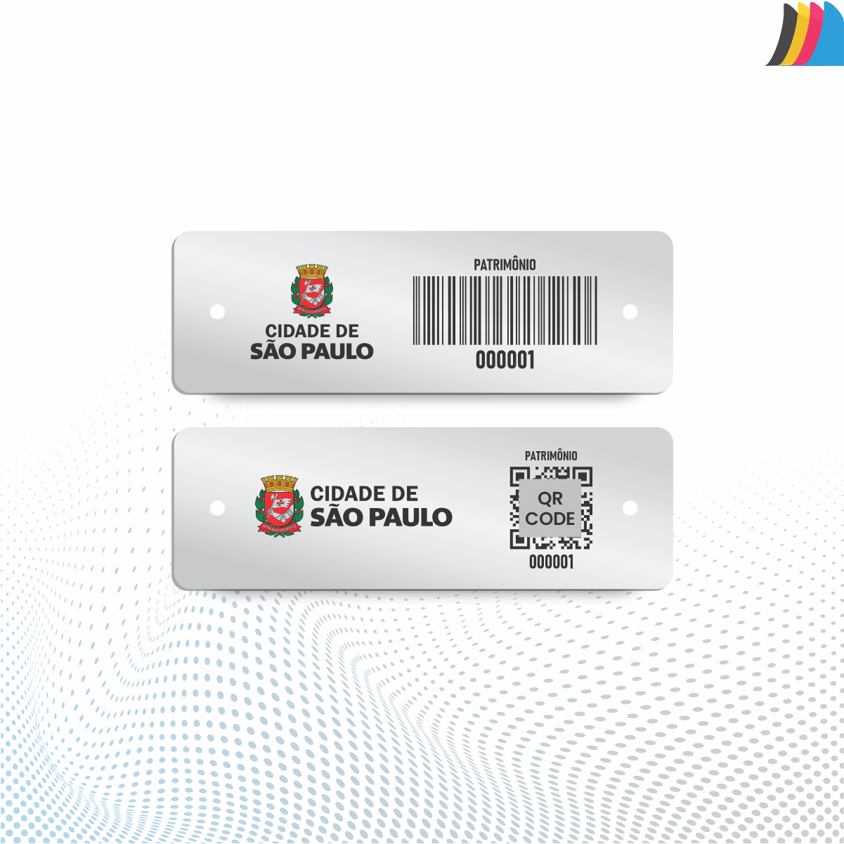 Placa de Patrimônio Ativo Fixo em Alumínio Anodizado - 46X15 mm