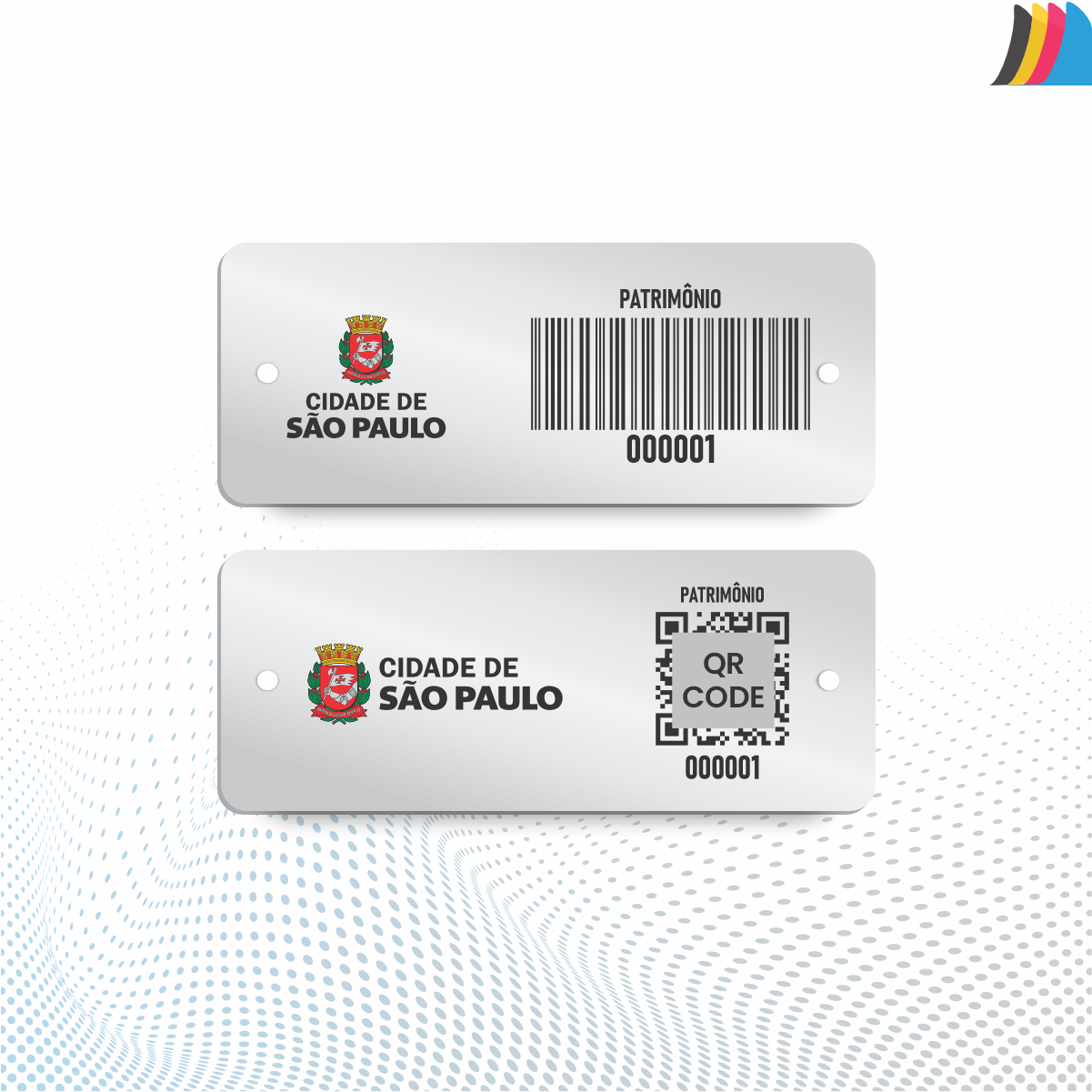 Placa Etiqueta Patrimônio  Alumínio Anodizado 50x20 mm
