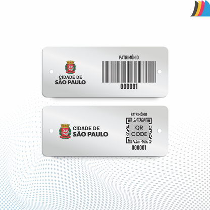 Placa Etiqueta Patrimônio  Alumínio Anodizado 50x20 mm