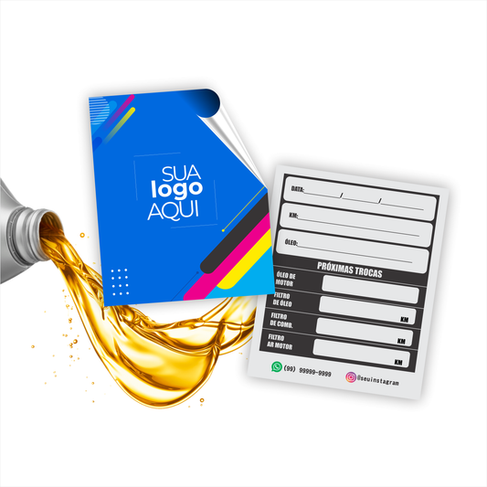 4,5X5,5 cm - Etiqueta de Troca de Óleo Personalizada
