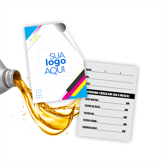 5X7 cm - Etiqueta de Troca de Óleo Personalizada