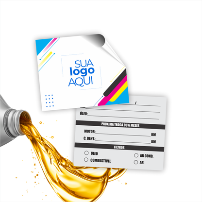 5,5X4,5 cm - Etiqueta de Troca de Óleo Personalizada