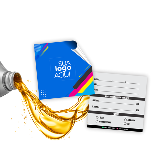 6X6 cm - Etiqueta de Troca de Óleo Personalizada