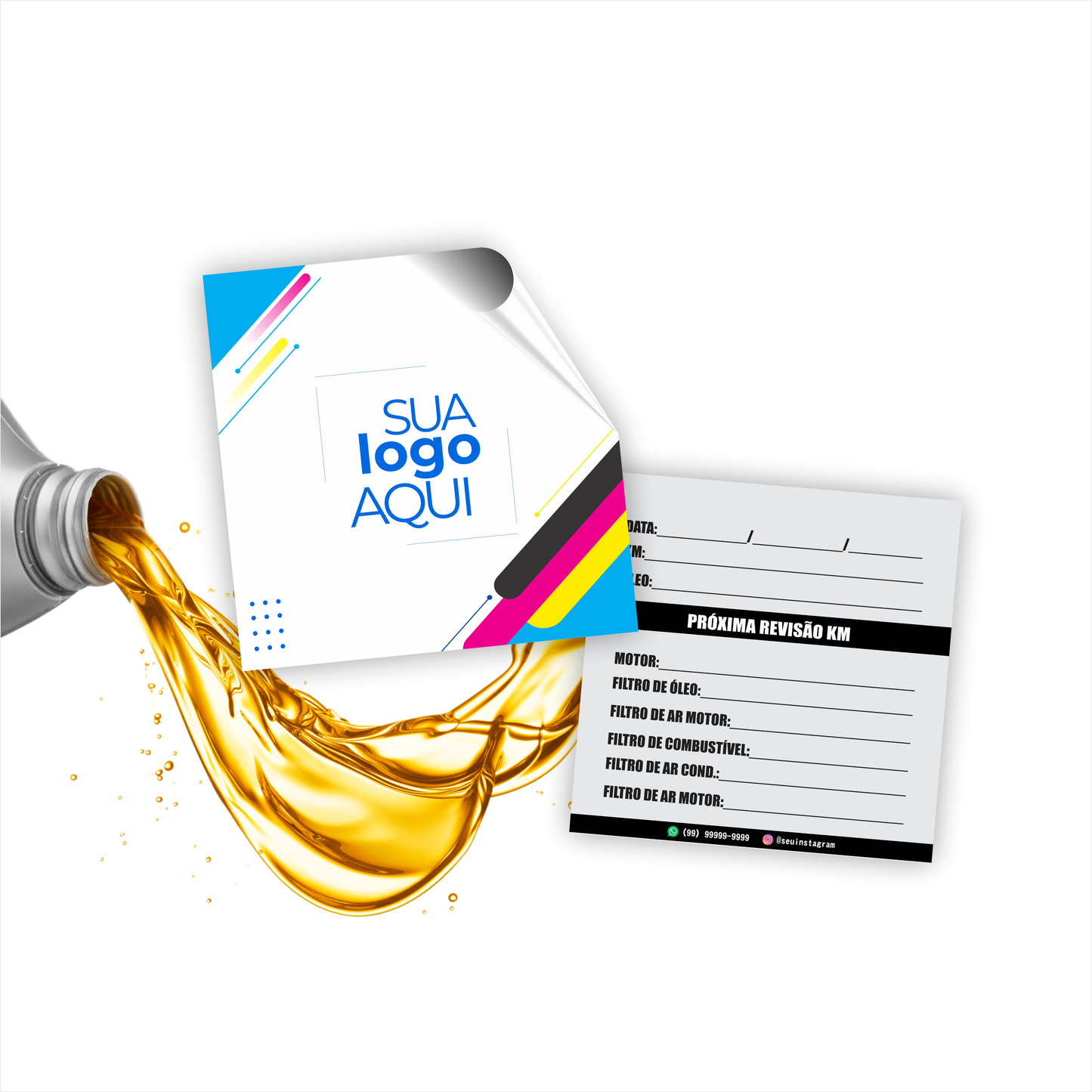 6X6 cm - Etiqueta de Troca de Óleo Personalizada - Modelo 2