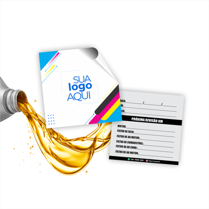 6X6 cm - Etiqueta de Troca de Óleo Personalizada - Modelo 2