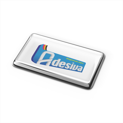 4X2 cm - Adesivo Resinado Prata Personalizado - Resina PU