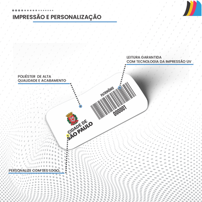 40X13 mm - Etiqueta de Patrimônio Ativo Fixo em Poliéster Branco