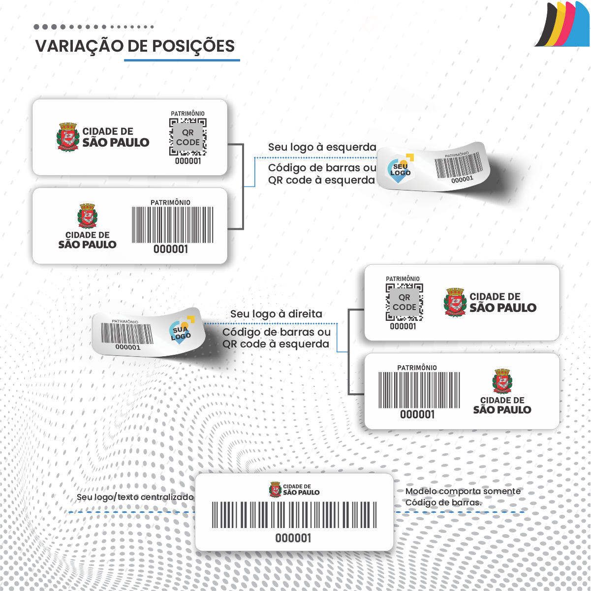 40X13 mm - Etiqueta de Patrimônio Ativo Fixo em Poliéster Branco