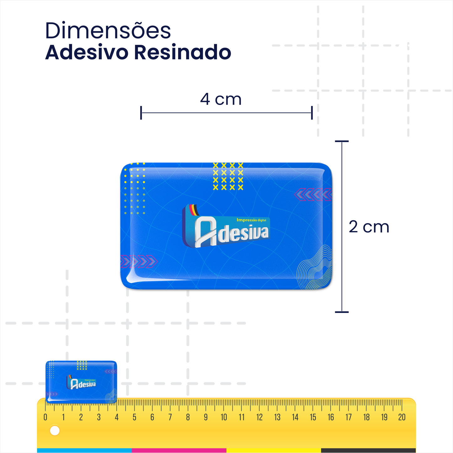 4X2 cm - Adesivo Resinado Personalizado - Resina PU
