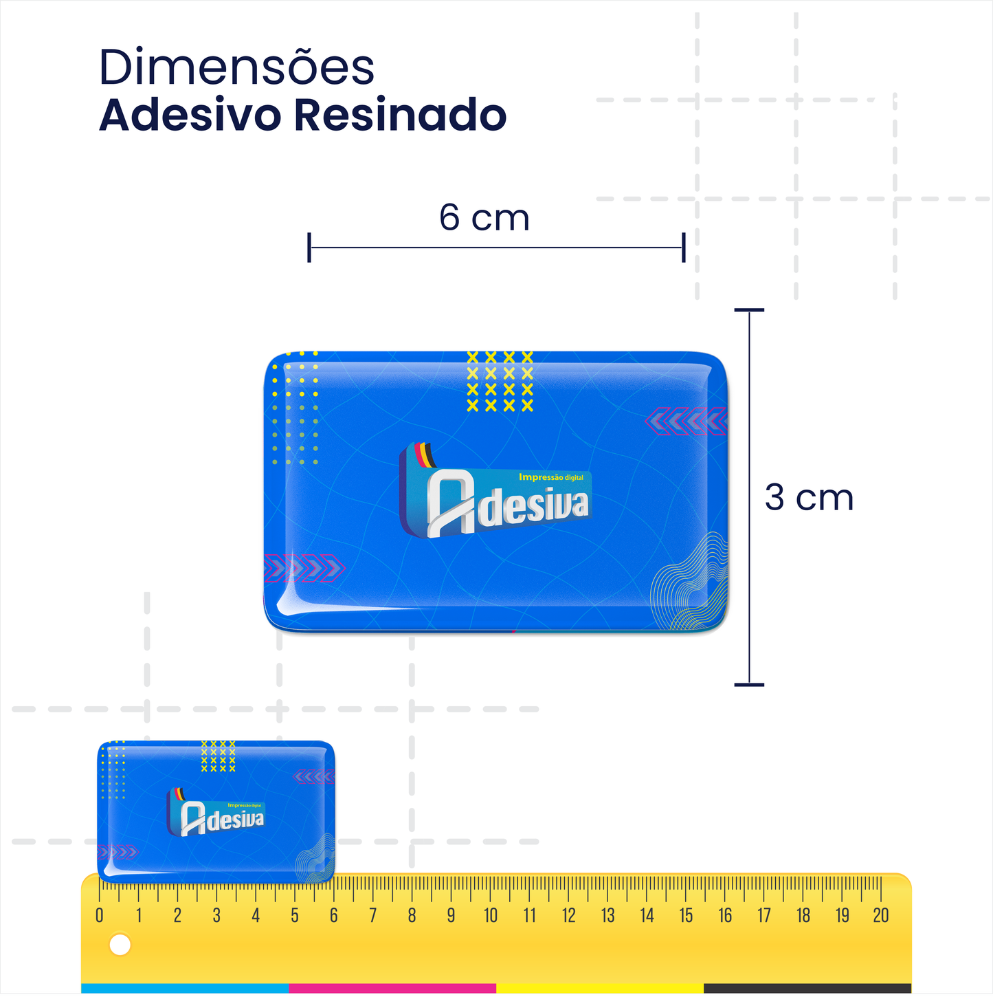 Adesivo Resinado Personalizado - Resina PU - 6X3 cm