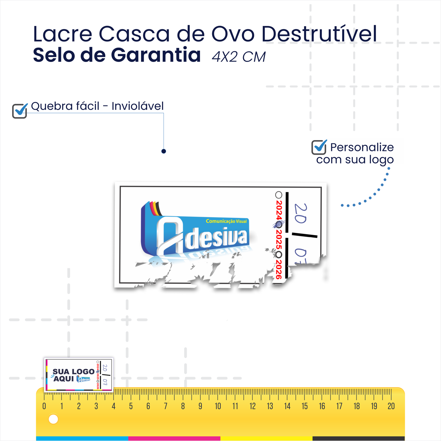 4X2 cm - Lacre de Garantia - Casca de Ovo Destrutivo