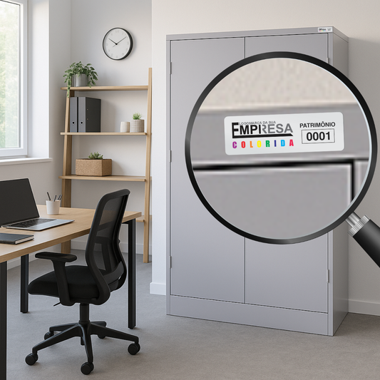 Placa de Patrimônio Ativo Fixo em Alumínio Anodizado - 46X15 mm