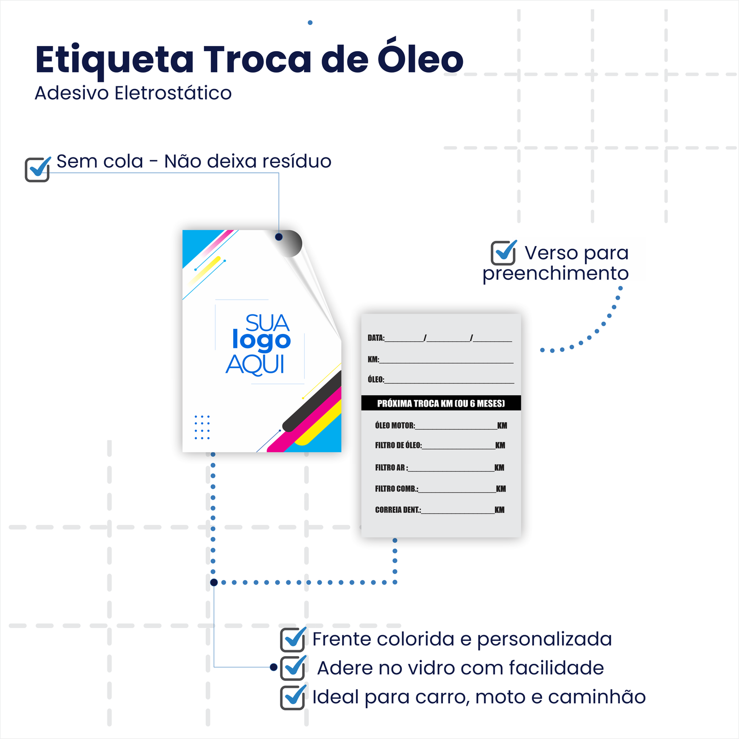 5X7 cm - Etiqueta de Troca de Óleo Personalizada