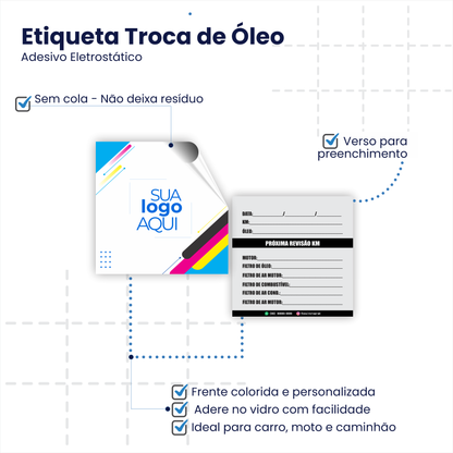 6X6 cm - Etiqueta de Troca de Óleo Personalizada - Modelo 2