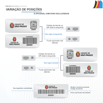 Placa Etiqueta Patrimônio  Alumínio Anodizado 50x20 mm