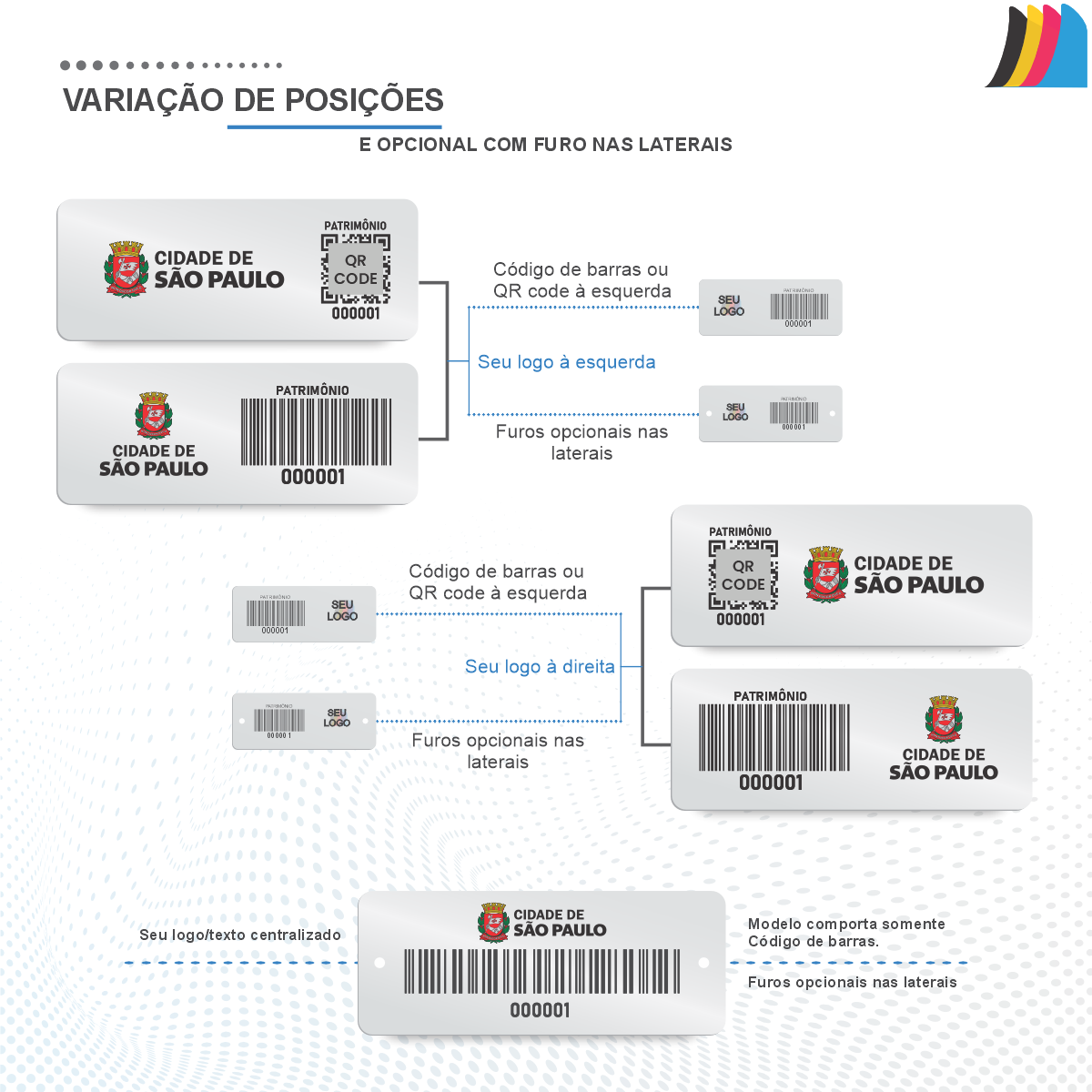 40X20 mm - Placa de Patrimônio Ativo Fixo em Alumínio Anodizado 0,3 mm