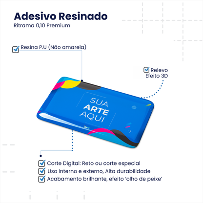 4X2 cm - Adesivo Resinado Personalizado - Resina PU